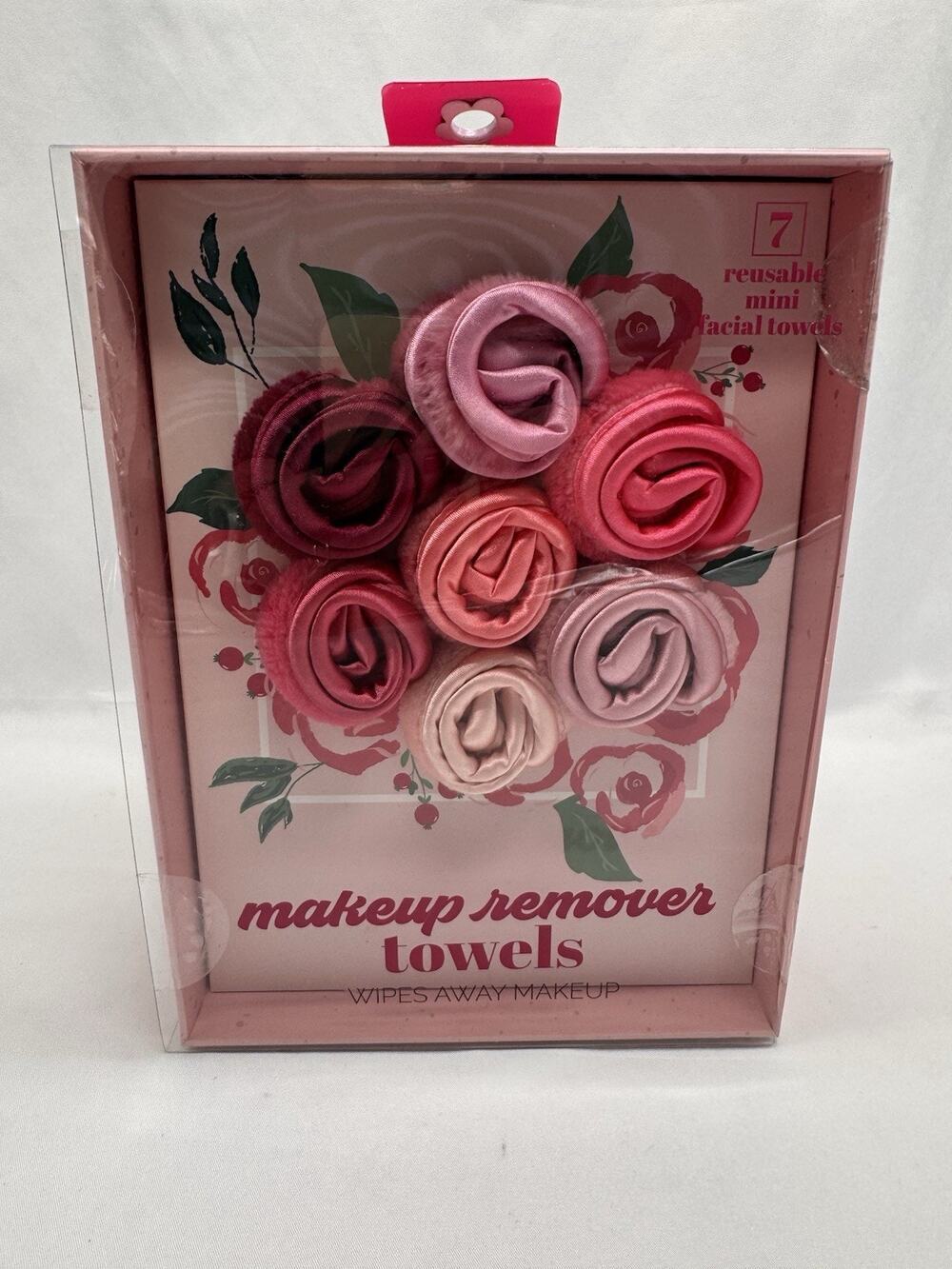 Reusable Rose Makeup Remover Towels Set of 7 Mini Facial Cloths Gift Box Beauty